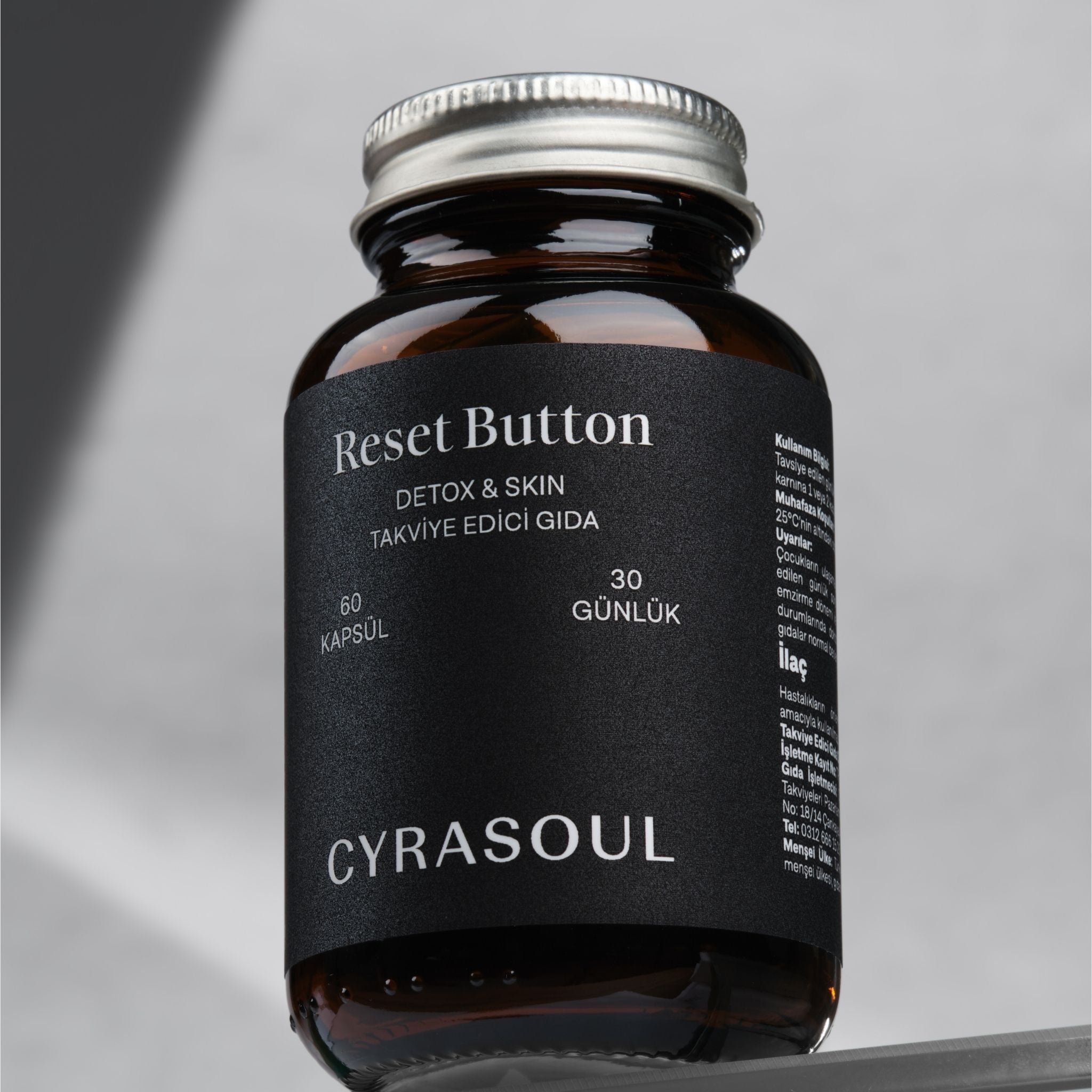 Cyrasoul Reset Button – estetik sunumla tasarlanmış detoks ürünü görseli